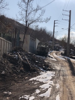 Close-up of the plot boundary markers and access road.