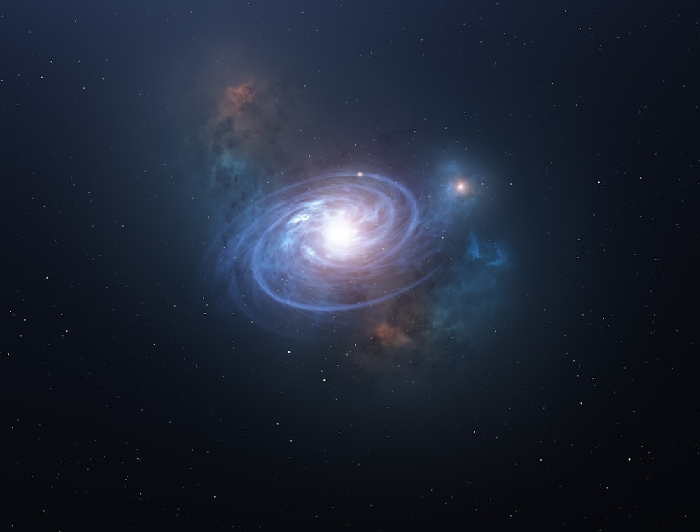 a spiral galaxy with stars in the background