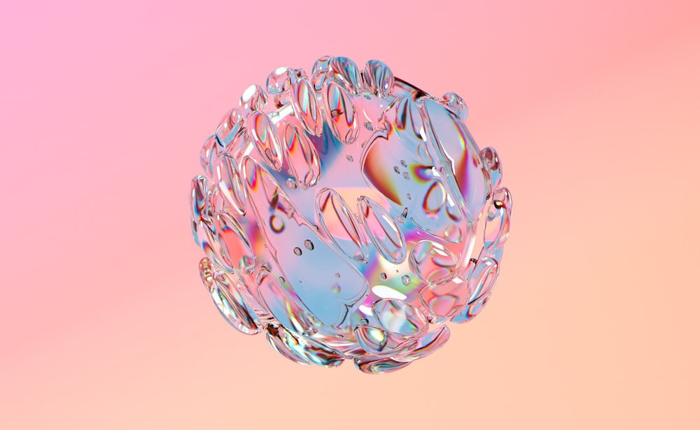 a pink and blue object with bubbles on it
