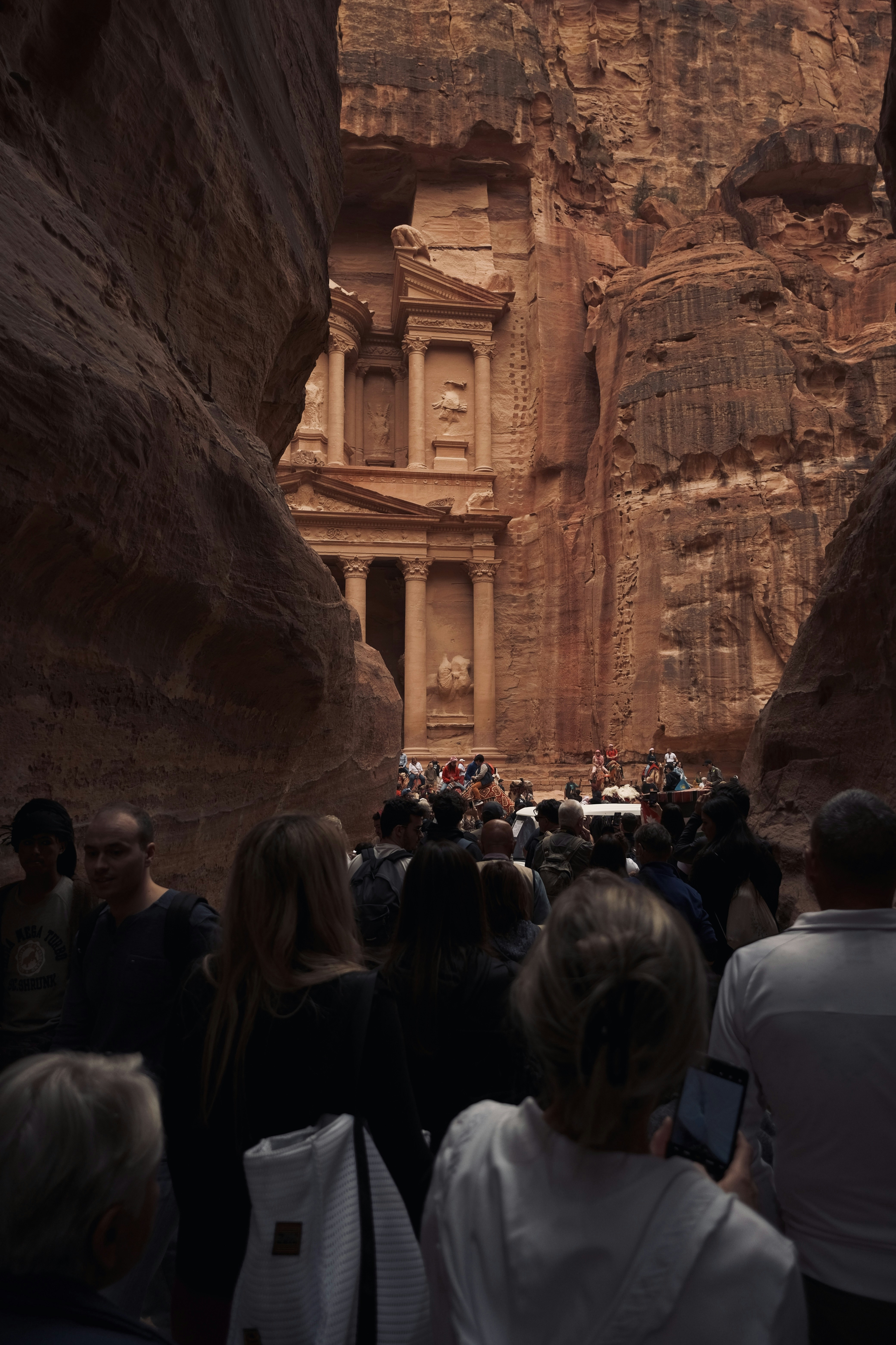 Petra treasury amongst tourists