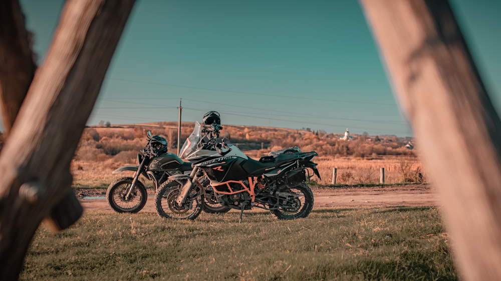 a couple of motorcycles parked next to each other