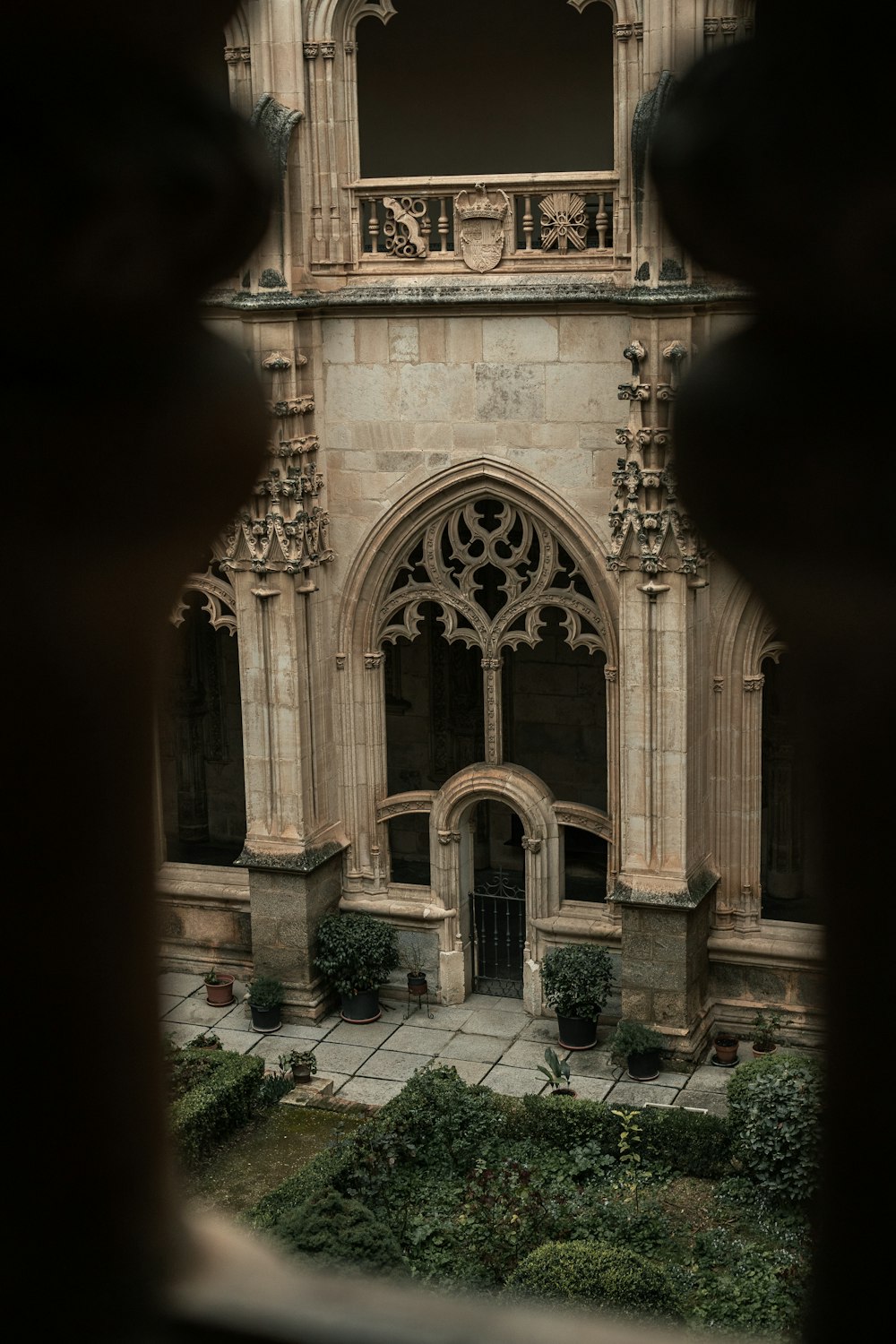 a view of a building through a window