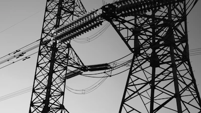a black and white photo of power lines