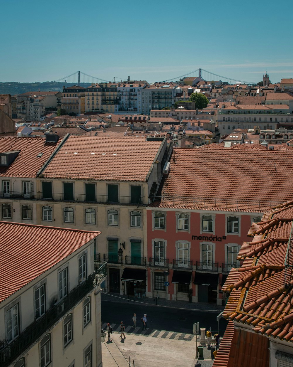 a view of a city from the top of a building