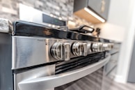 a close up of a stove and oven in a kitchen