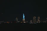 Nighttime shot of the Statue of Liberty illuminated against a dark sky, symbolizing resilience.