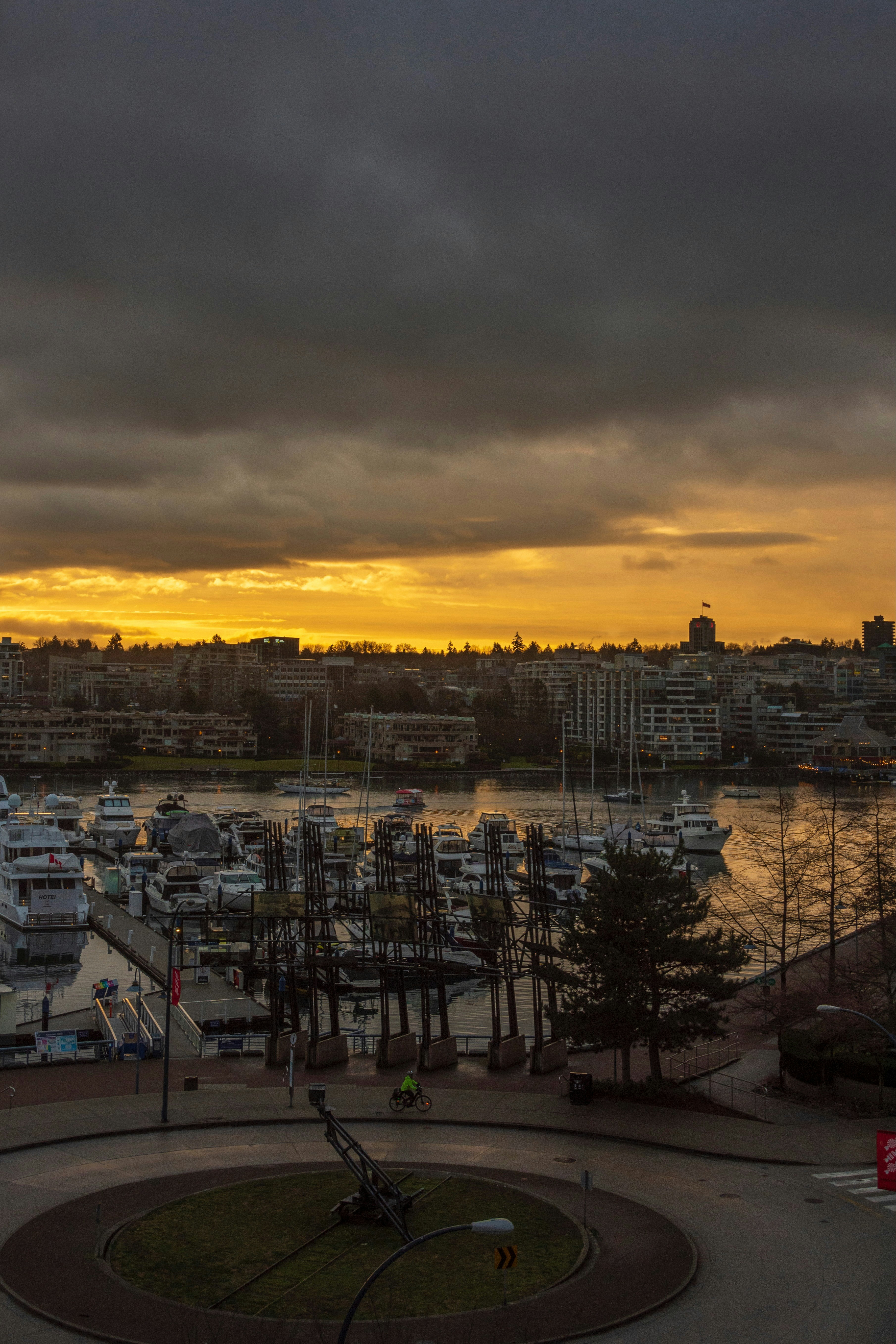 a view of a marina with boats in the water