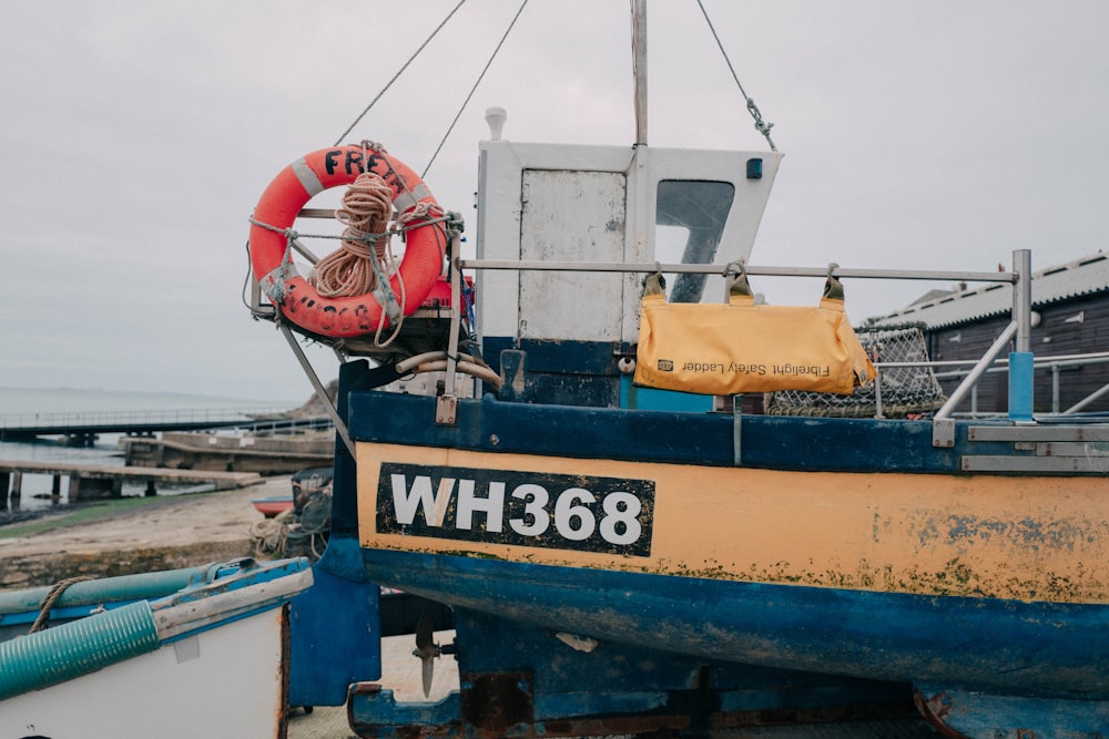 a boat with a life preserver attached to it