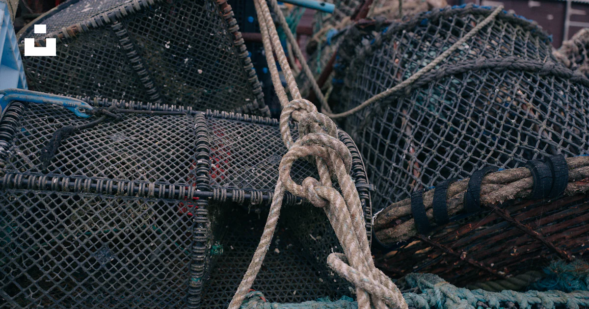 A pile of fishing nets with ropes attached to them photo – Free Rope ...