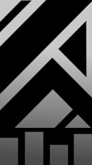 Minimalist abstract shapes in white and grey against black, evoking clarity and progress.