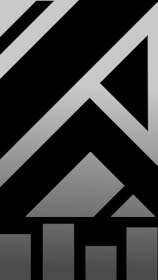 An abstract composition featuring sharp, geometric shapes such as triangles, rectangles, and diagonal lines. The design is rendered in stark black against a grayscale gradient background, giving a modern and minimalist look.