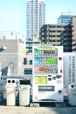 a vending machine sitting on top of a roof