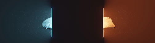 Illustration of a split layout with constellation animation on the right side