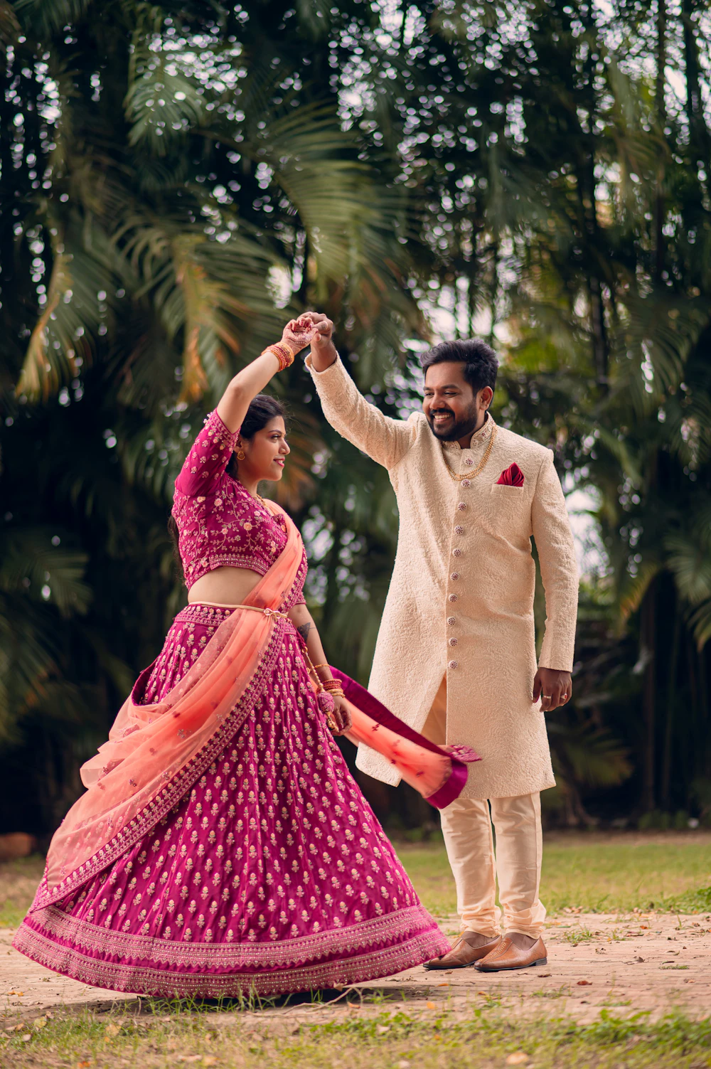 Indian bride and groom in traditional wedding wear