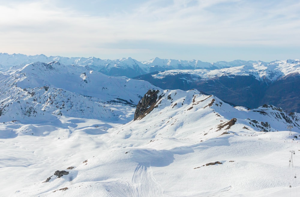 a man riding skis on top of a snow covered slope