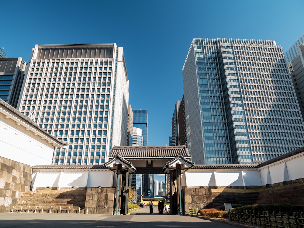 a city with tall buildings in the background