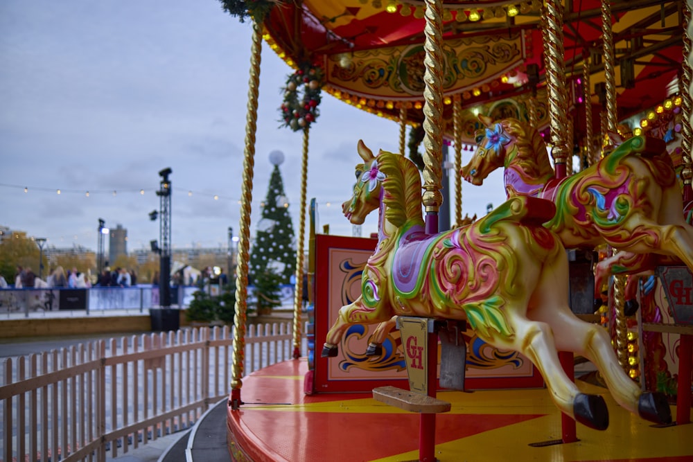 a merry go round at a carnival park