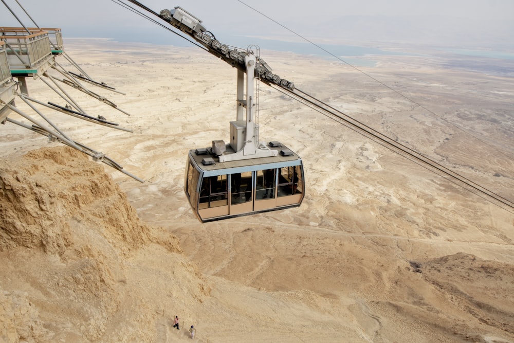a cable car in the middle of a desert