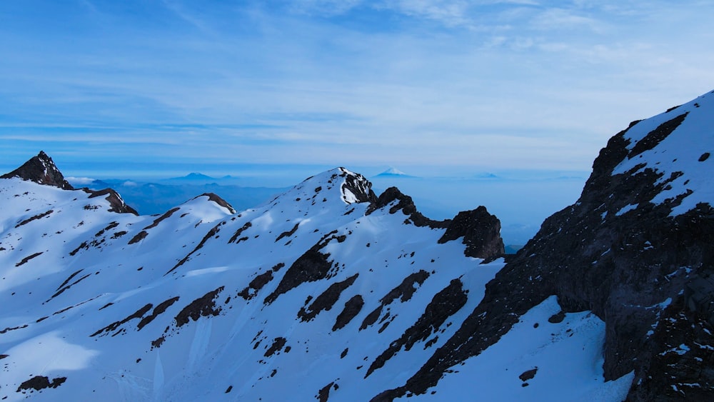 a snow covered mountain with a sky background