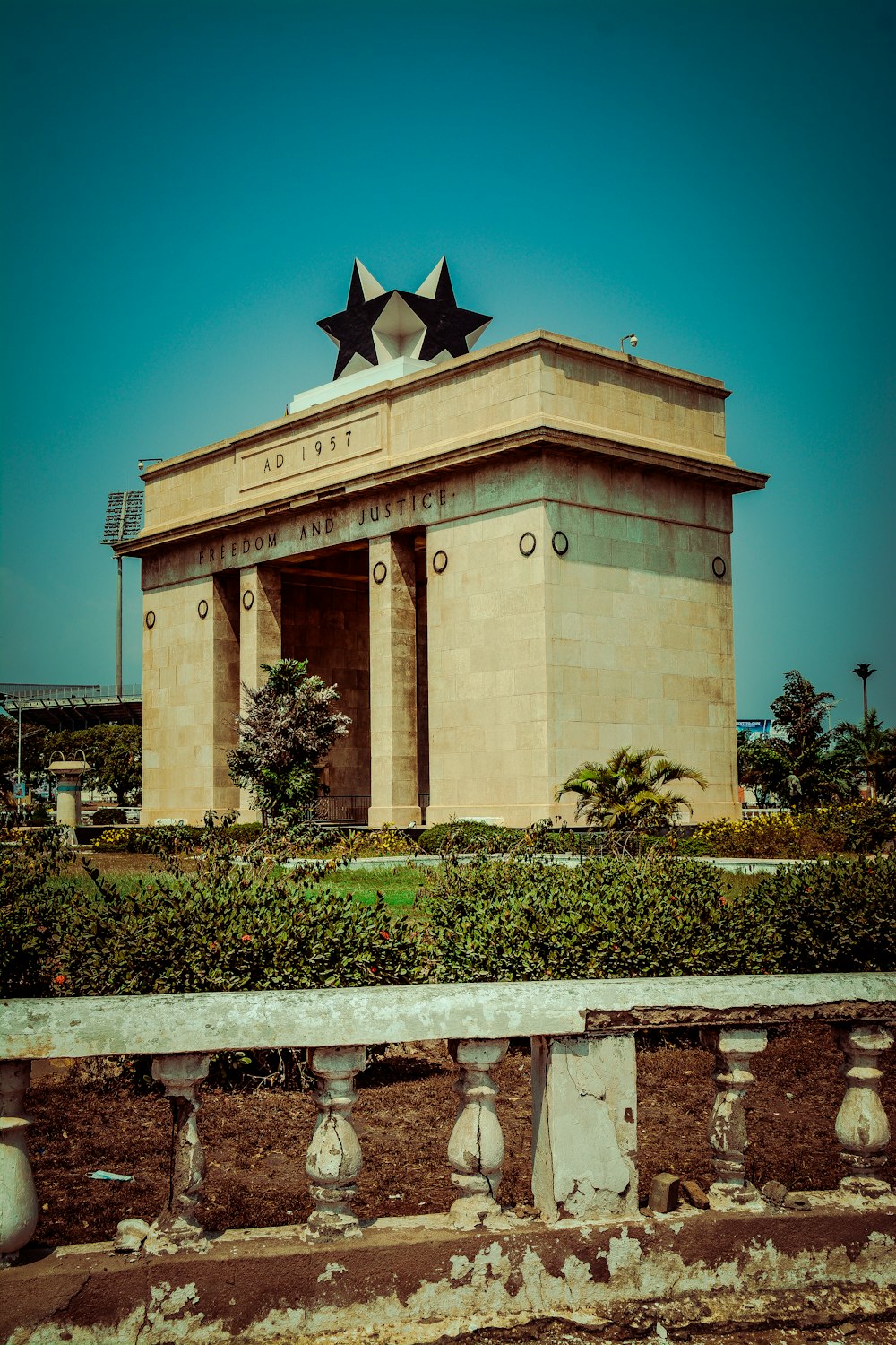 a building with two stars on top of it