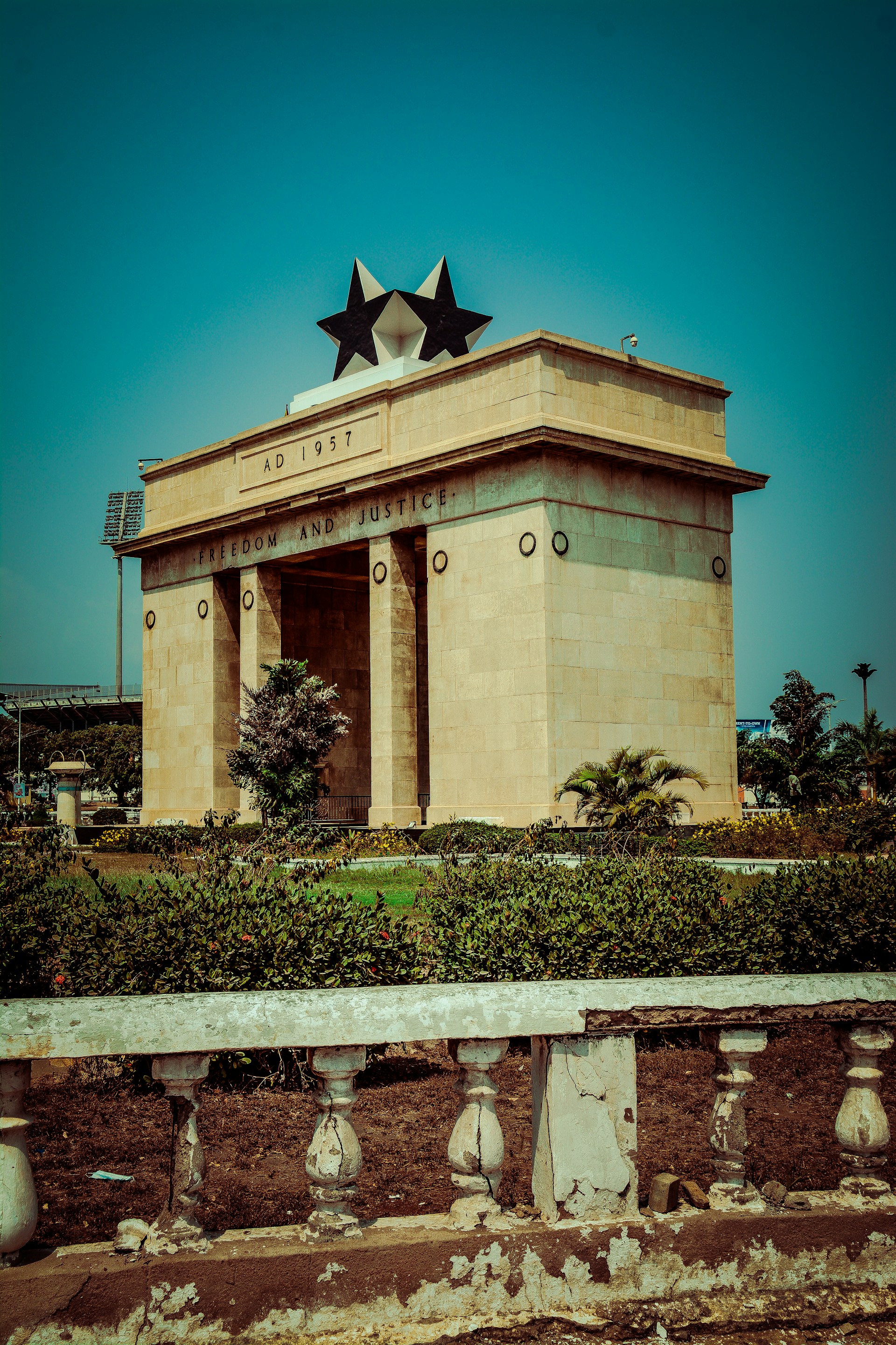 a building with two stars on top of it