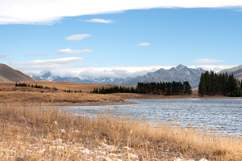 a large body of water surrounded by mountains