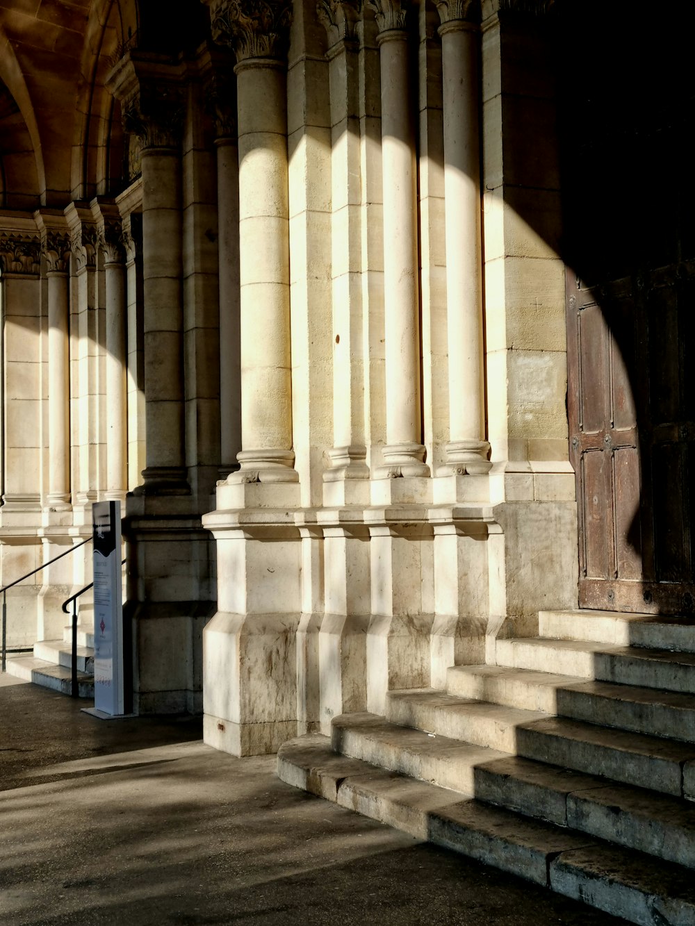 a person walking down a set of stairs