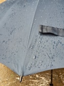 Close-up of waterproof foldable shopping bag with droplets of water on the surface.