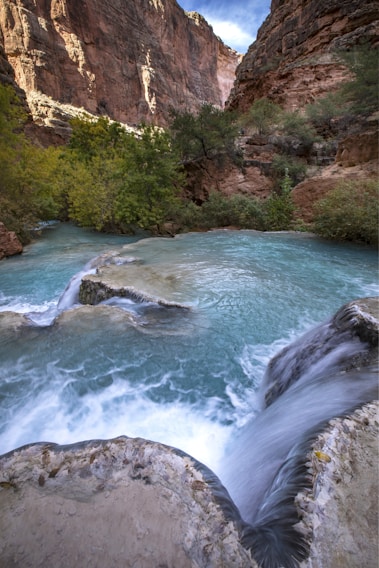 A clear water filtration system in a serene environment.