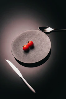 Minimalist food shot highlighting colors and textures on a dark background