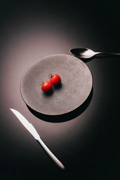 Elegant food styling setup with natural light highlighting fresh ingredients.