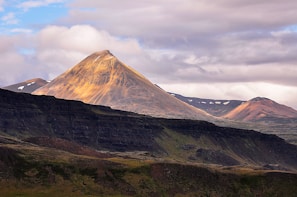A stunning landscape photograph showcasing a serene mountain view.