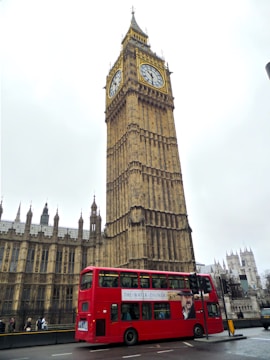 Iconic London landmarks with students studying outdoors in the foreground.