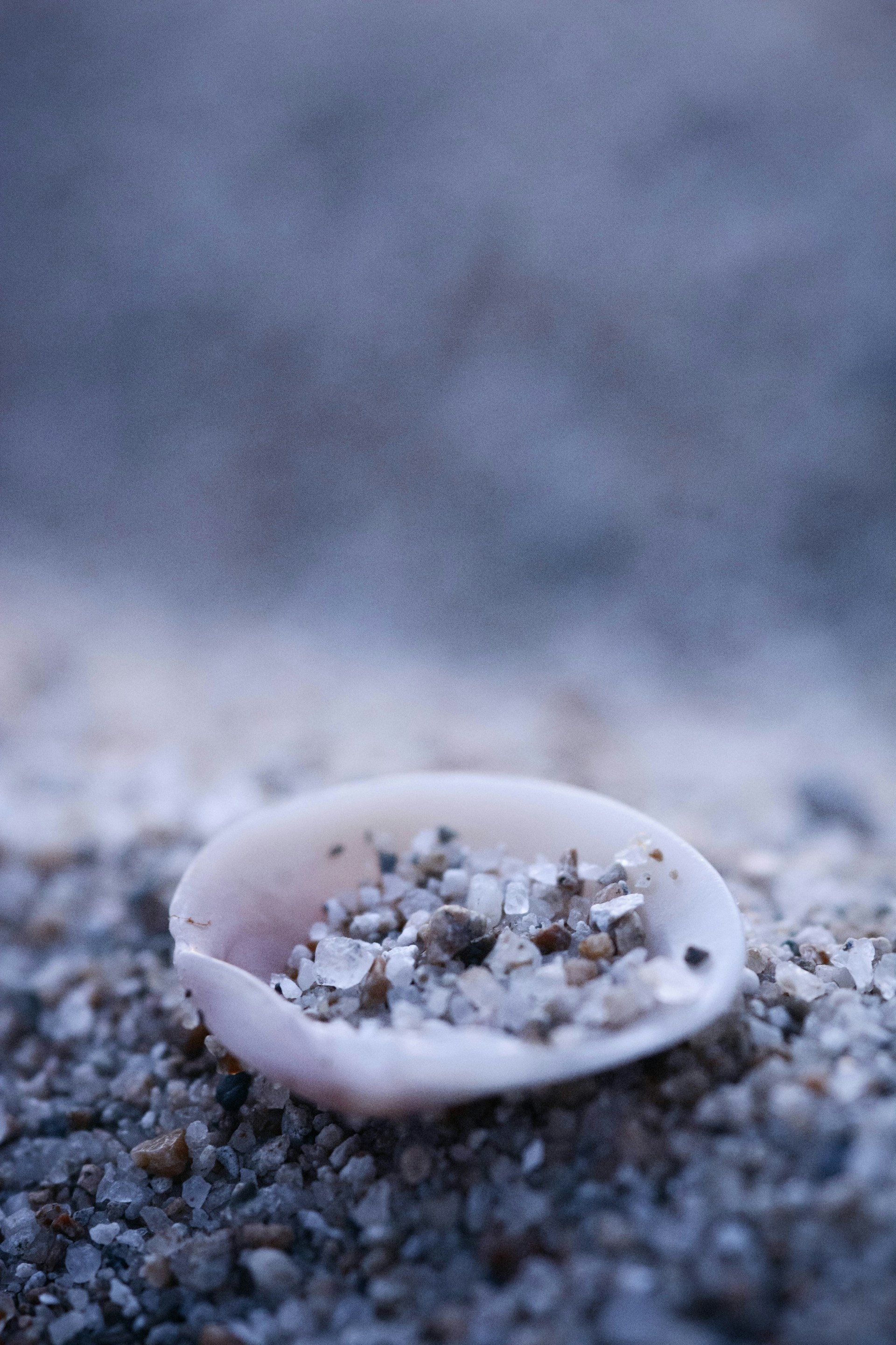 a spoon full of sea salt sitting on top of a beach