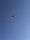 A lone paraglider with a red canopy soars against a clear blue sky, creating a sense of freedom and adventure.