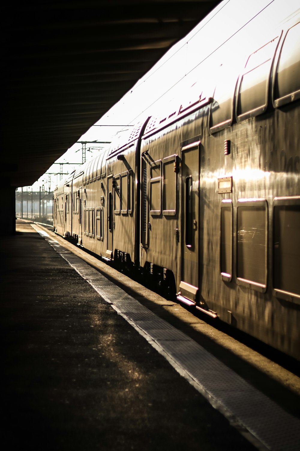 a train that is sitting in a train station