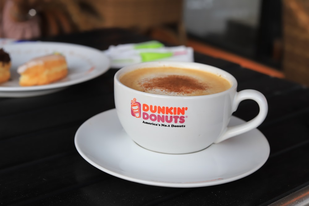 a cup of coffee sitting on top of a saucer