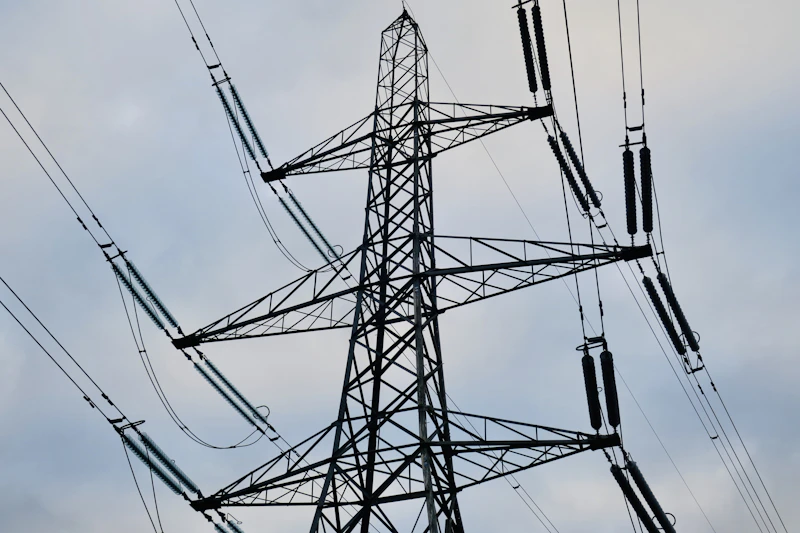 High-voltage line under a cloudy sky