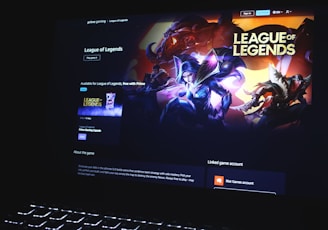 a computer screen with a league of legend logo on it