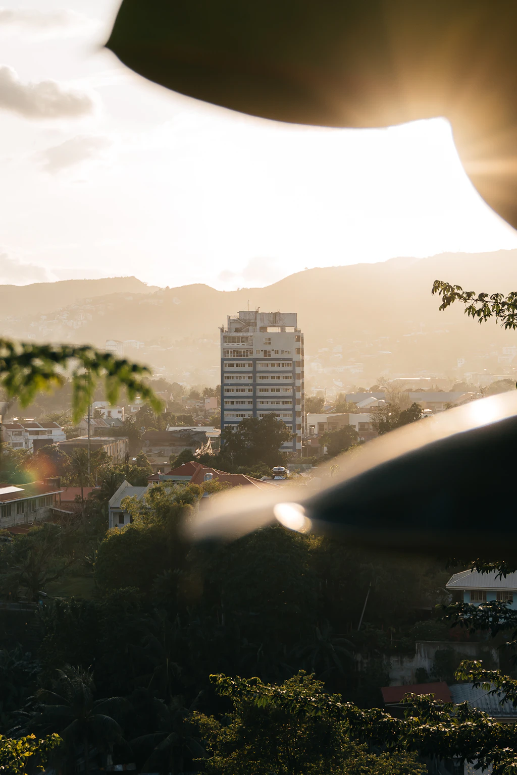 Cebu City skyline at sunset from the hills