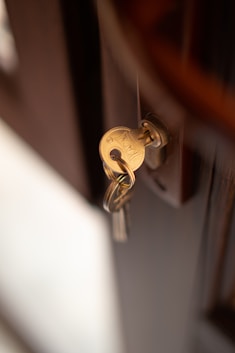 a close up of a key on a door