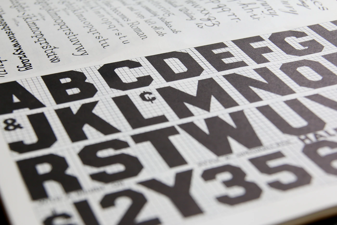 Type specimen sheets showing a grotesk typeface family at multiple weights