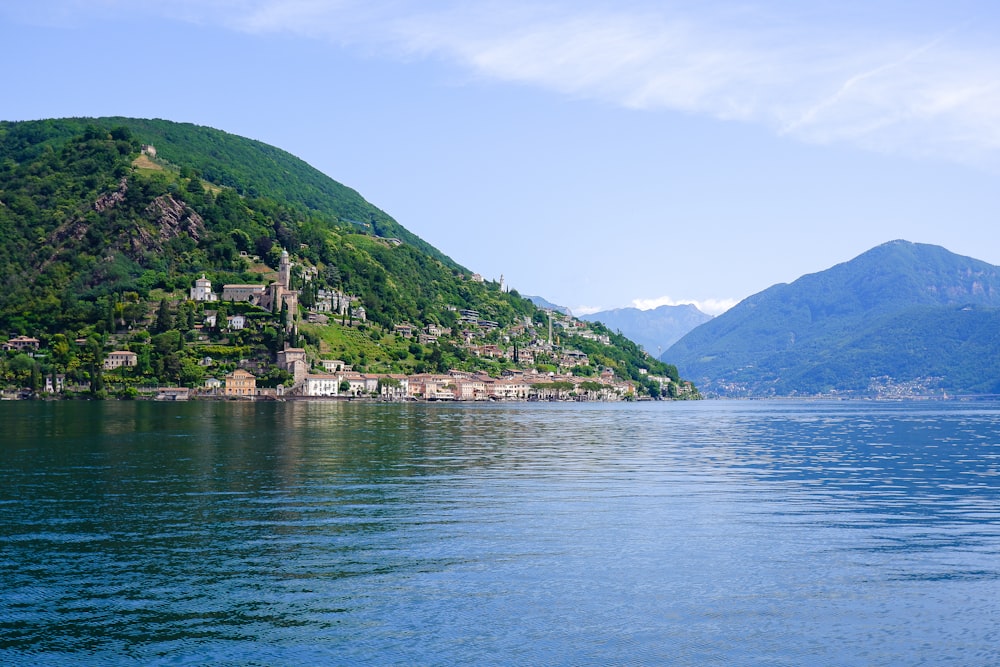 a large body of water surrounded by mountains