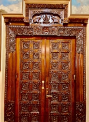 A stunning custom wooden door.