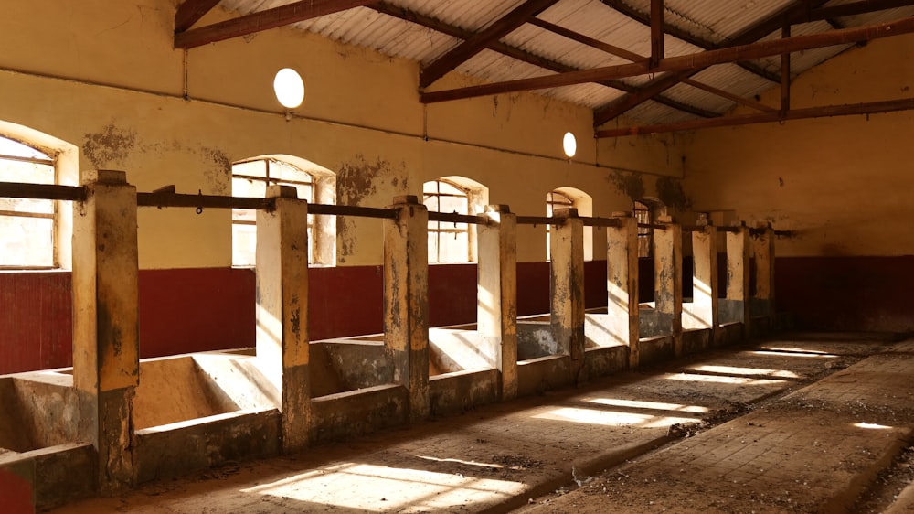 a row of windows in an old building