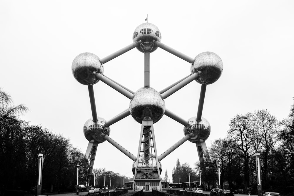 a black and white photo of a large structure