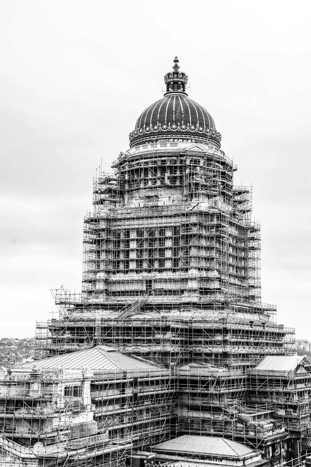 a large building with scaffolding around it