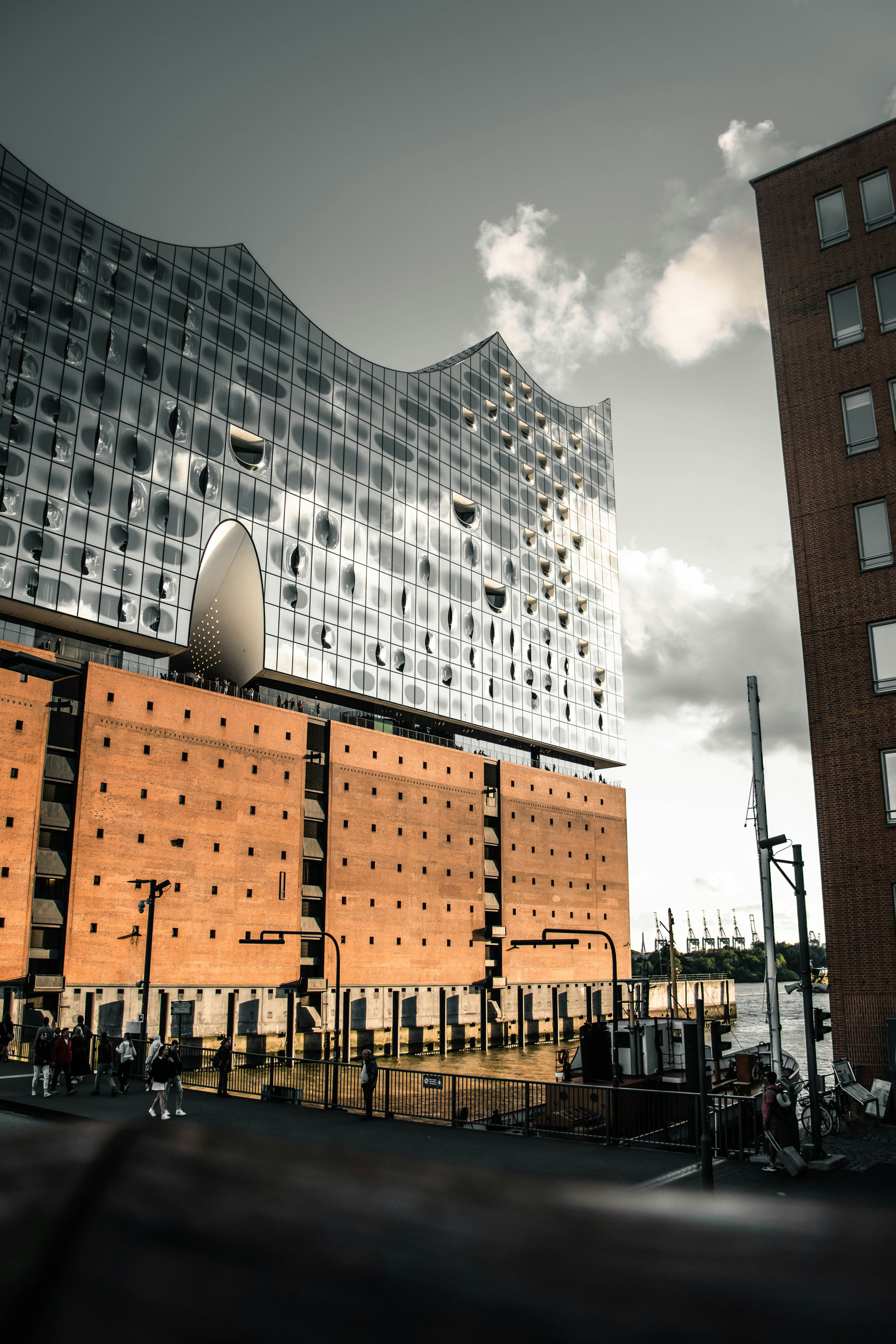 a tall building with a very large window on top of it