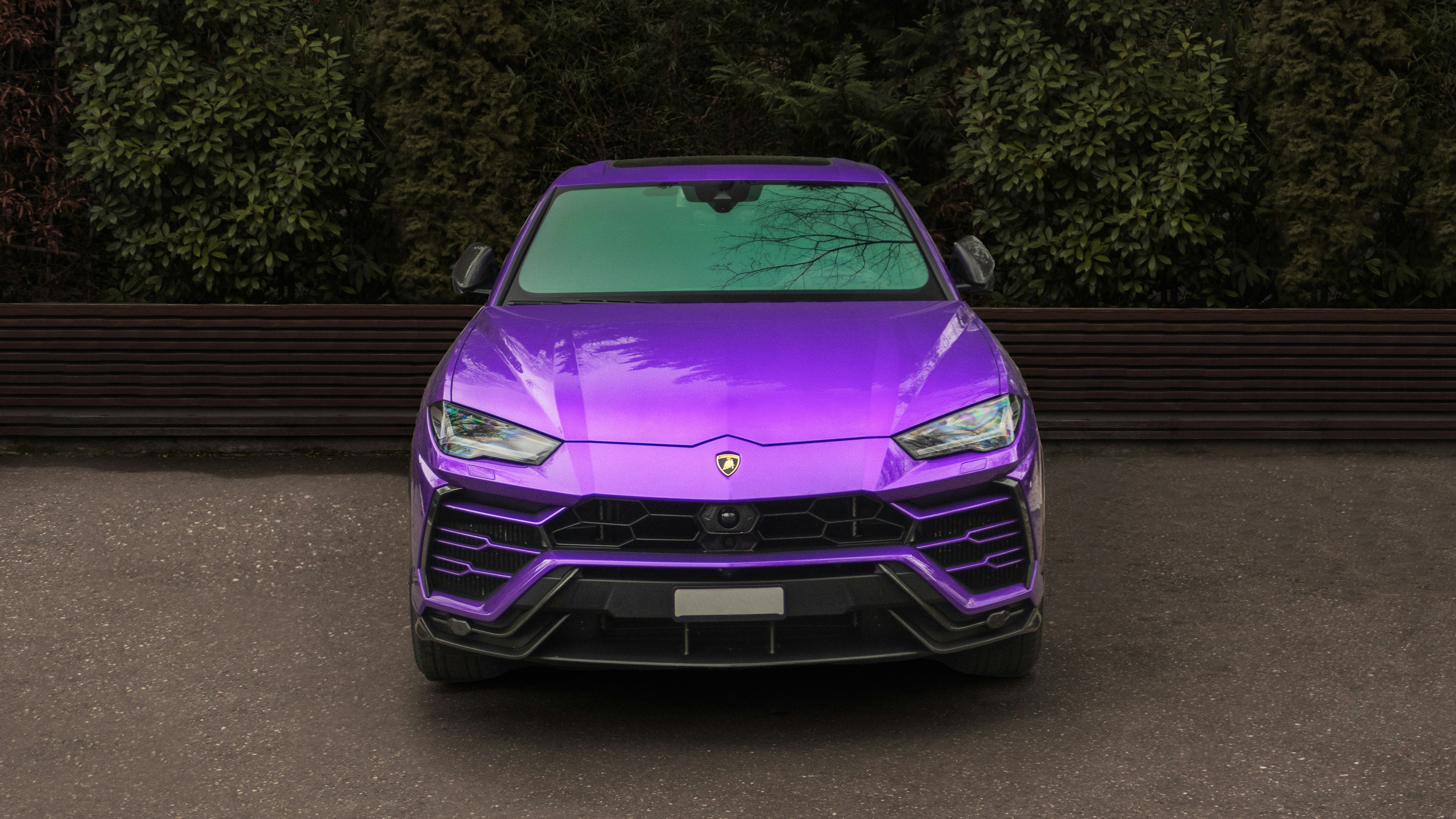 a purple sports car parked in a parking lot