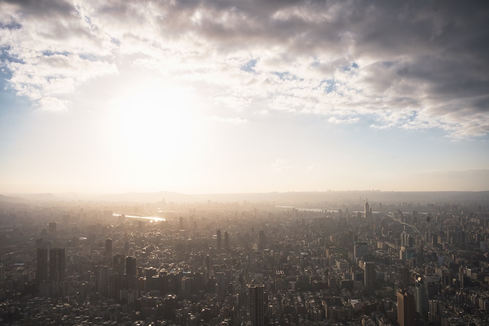 a view of a city from the top of a building